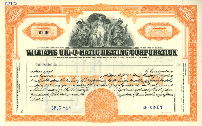 Williams Oil-O-Matic Heating Corporation - Stock Certificate